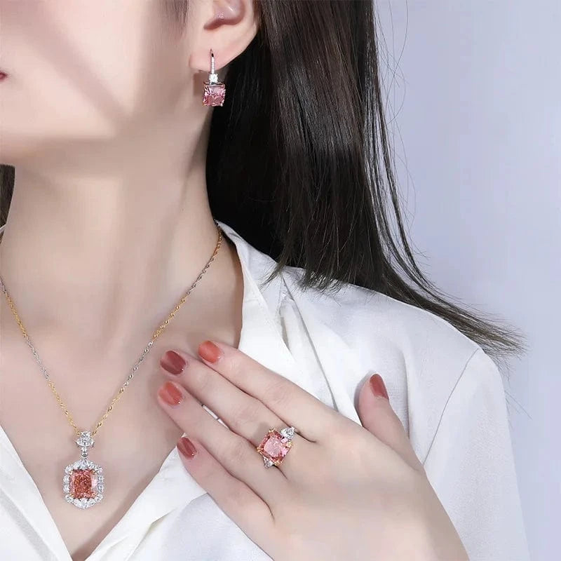 2024 Hot seller Dubai  luxury texture 100% s 925 sterling silver high carbon diamond Wedding jewelry sets
