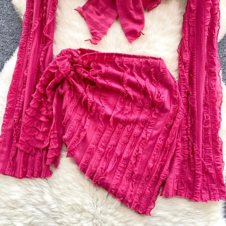 2024 Hot Selling Beach Cover Ups 2 Piece Outfits Summer Sexy Dresses Two Piece Skirt Set Women