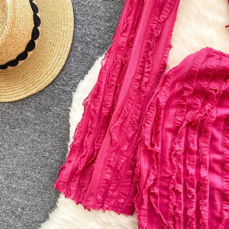 2024 Hot Selling Beach Cover Ups 2 Piece Outfits Summer Sexy Dresses Two Piece Skirt Set Women