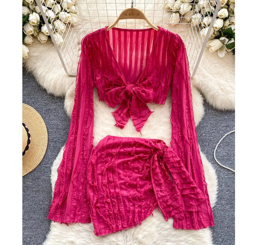 2024 Hot Selling Beach Cover Ups 2 Piece Outfits Summer Sexy Dresses Two Piece Skirt Set Women