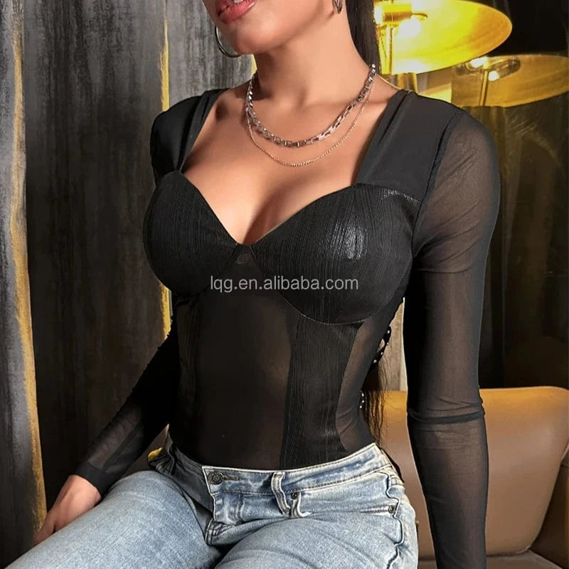 2024 hot selling fashion sexy nightclub wear bodysuit one piece ladies wear