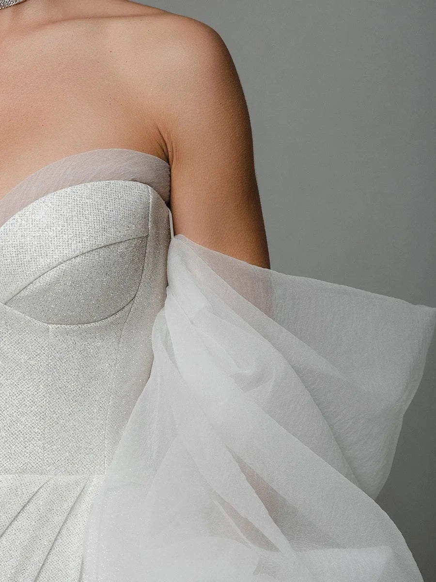 2024 Latest Long Sequin Made Prom Evening Dress Woman Dresses With Detachable Puffy Sleeves