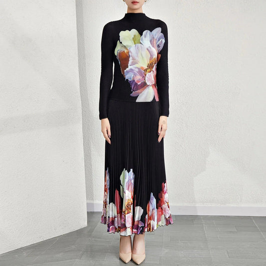 2024 Latest Pattern High Quality Women Elastic Stretch Free Size Fashion Print Womens 2 Piece Outfit Two Piece Sets