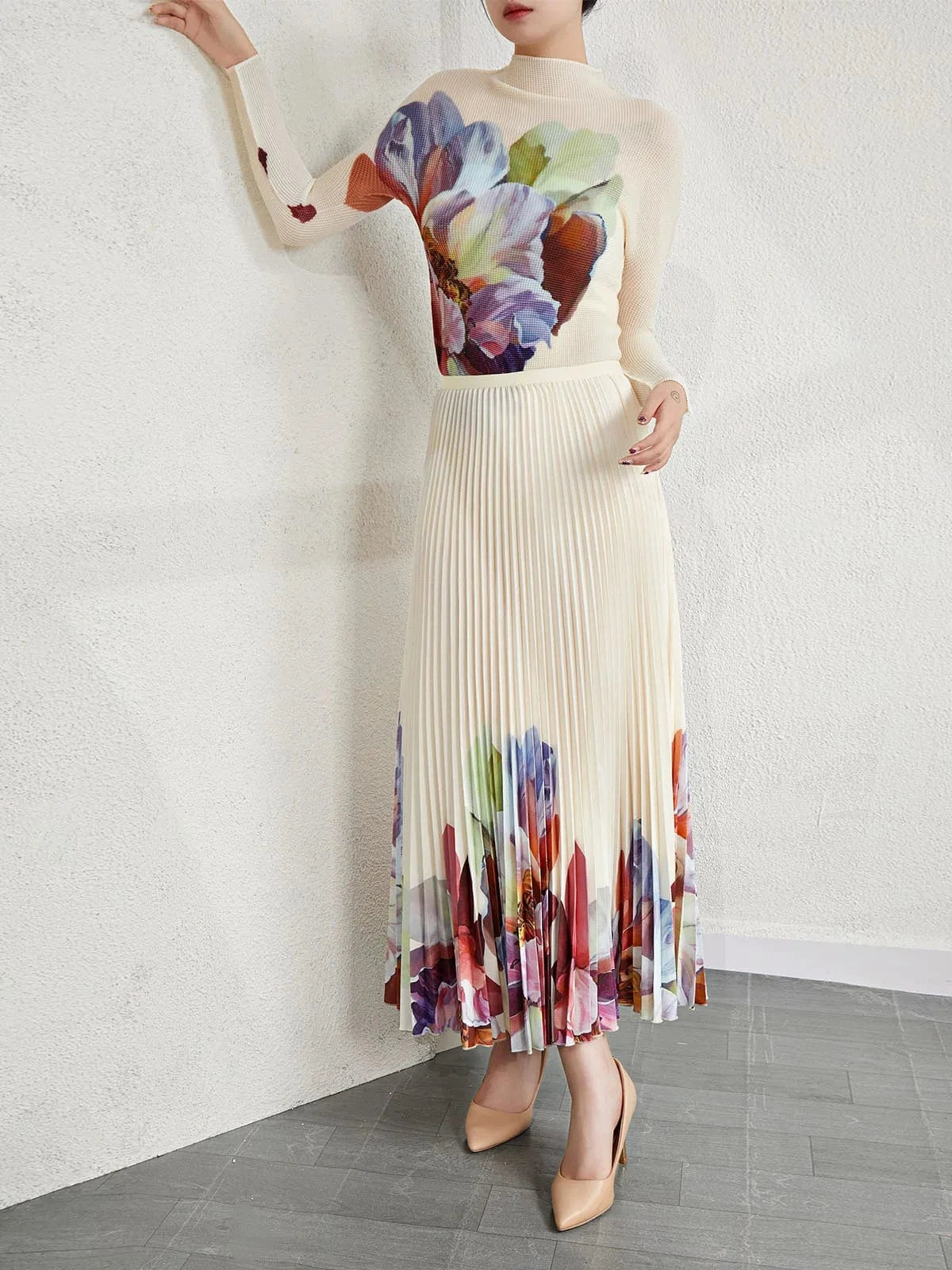 2024 Latest Pattern High Quality Women Elastic Stretch Free Size Fashion Print Womens 2 Piece Outfit Two Piece Sets