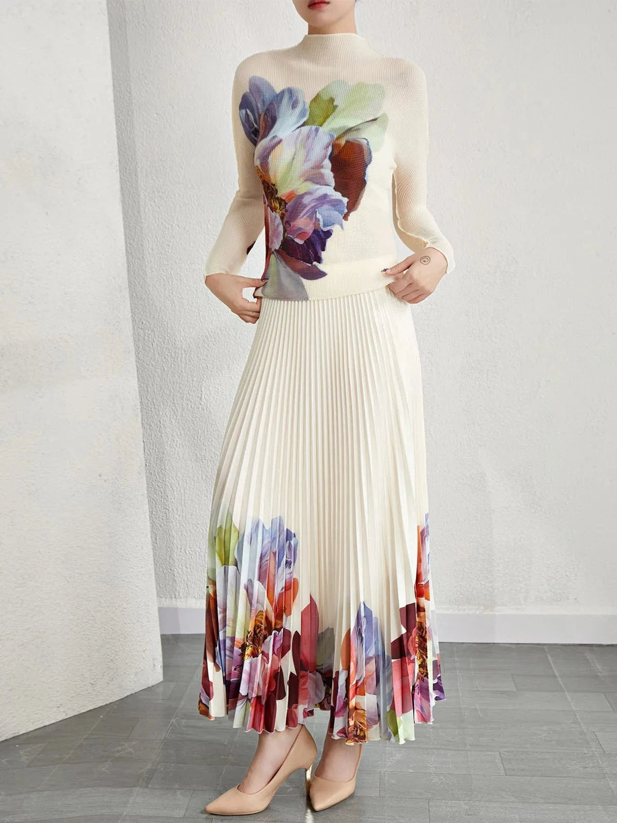 2024 Latest Pattern High Quality Women Elastic Stretch Free Size Fashion Print Womens 2 Piece Outfit Two Piece Sets