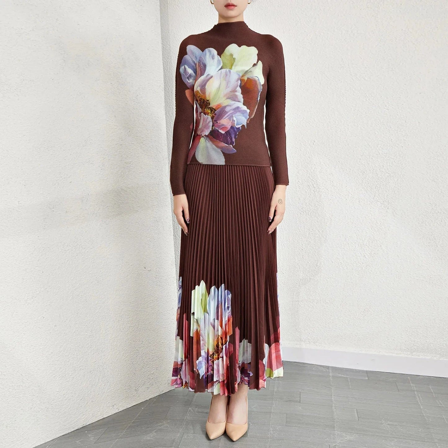 2024 Latest Pattern High Quality Women Elastic Stretch Free Size Fashion Print Womens 2 Piece Outfit Two Piece Sets