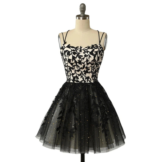 2024 Latest Short Tulle Prom Party Dress Girl Sexy Homecoming Dresses In Black Color
