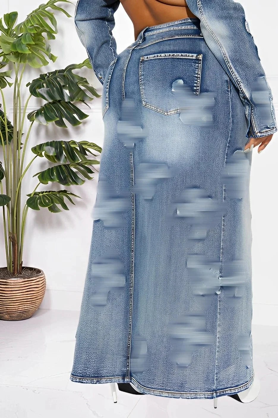 2024 Latest Women's Denim Matching Sets Crop Jacket Stretch Denim Sets Women Denim Two Piece Jacket Sets
