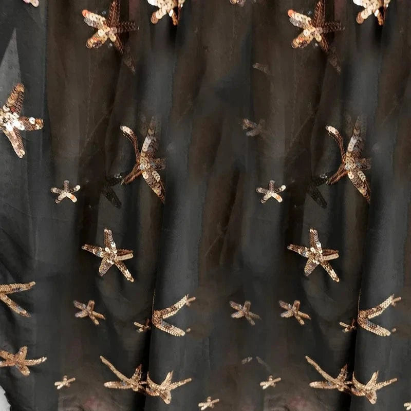 2024 Latest Women Turtleneck Tulle Evening Dresses High Slit Sequined Maxi Dress Ladies Long Sleeve Party Gowns Dress