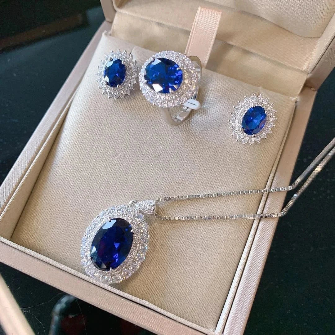 2024 Luxury 100%925 Sterling Silver Oval Created Moissanite Rings/Earrings/Pendant/Necklace Wedding Jewelry Sets