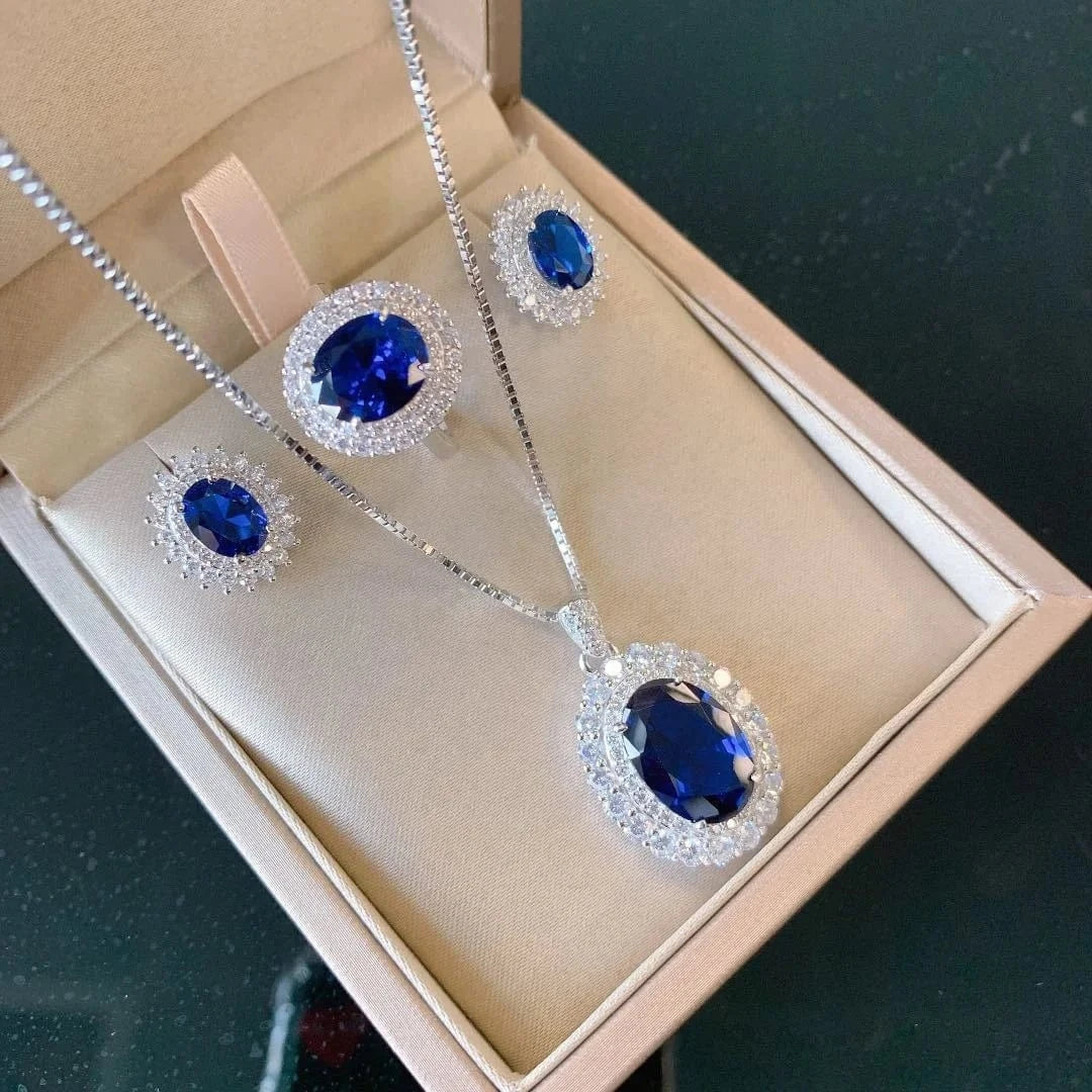 2024 Luxury 100%925 Sterling Silver Oval Created Moissanite Rings/Earrings/Pendant/Necklace Wedding Jewelry Sets