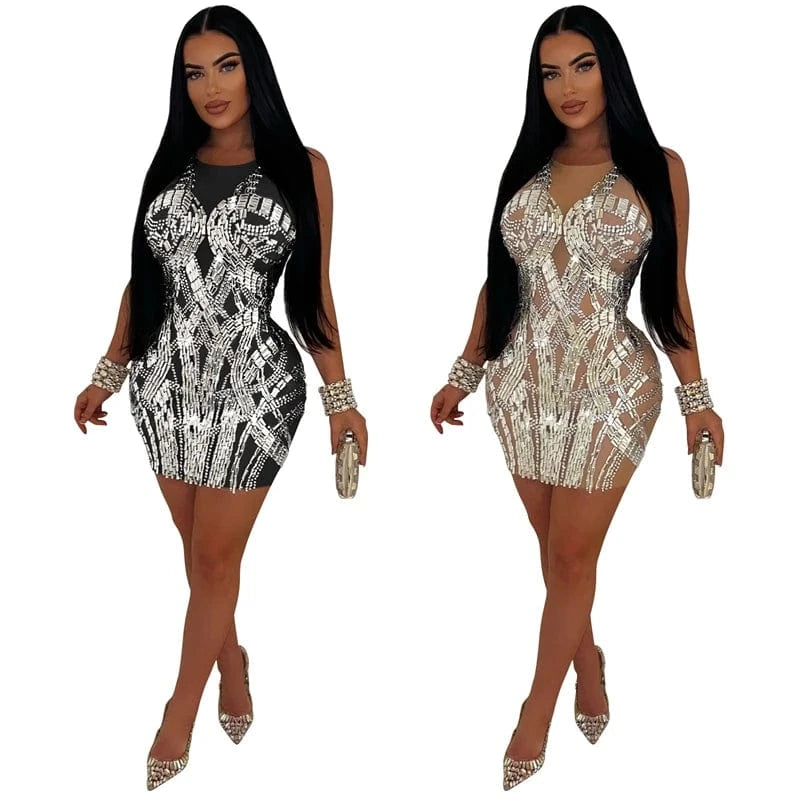 2024 luxury african women elegant heavy bead crystal rhinestone sleeveless sexy black mini evening gown dress for women 2024