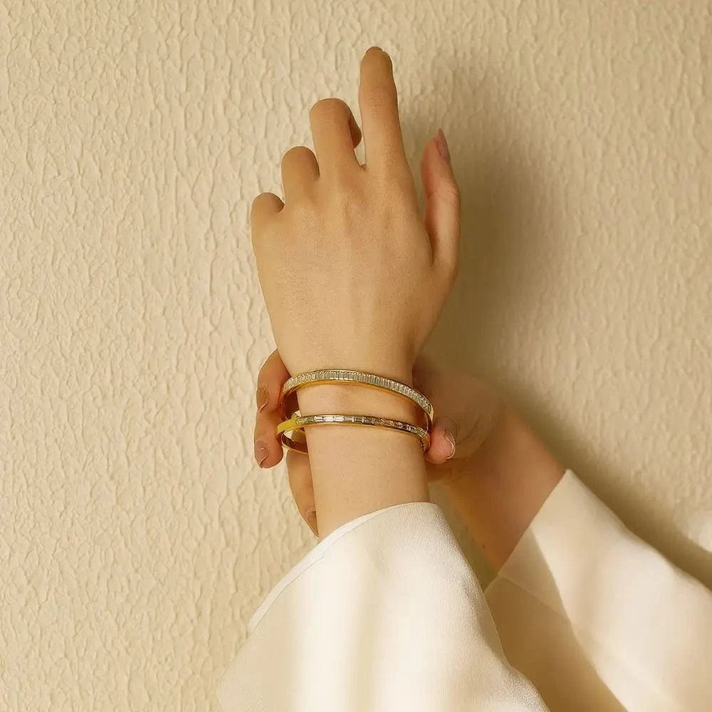 2024 luxury diamond custom 18K gold plated stainless steel  crystal diamond  fashion jewelry zircon bracelets  for women