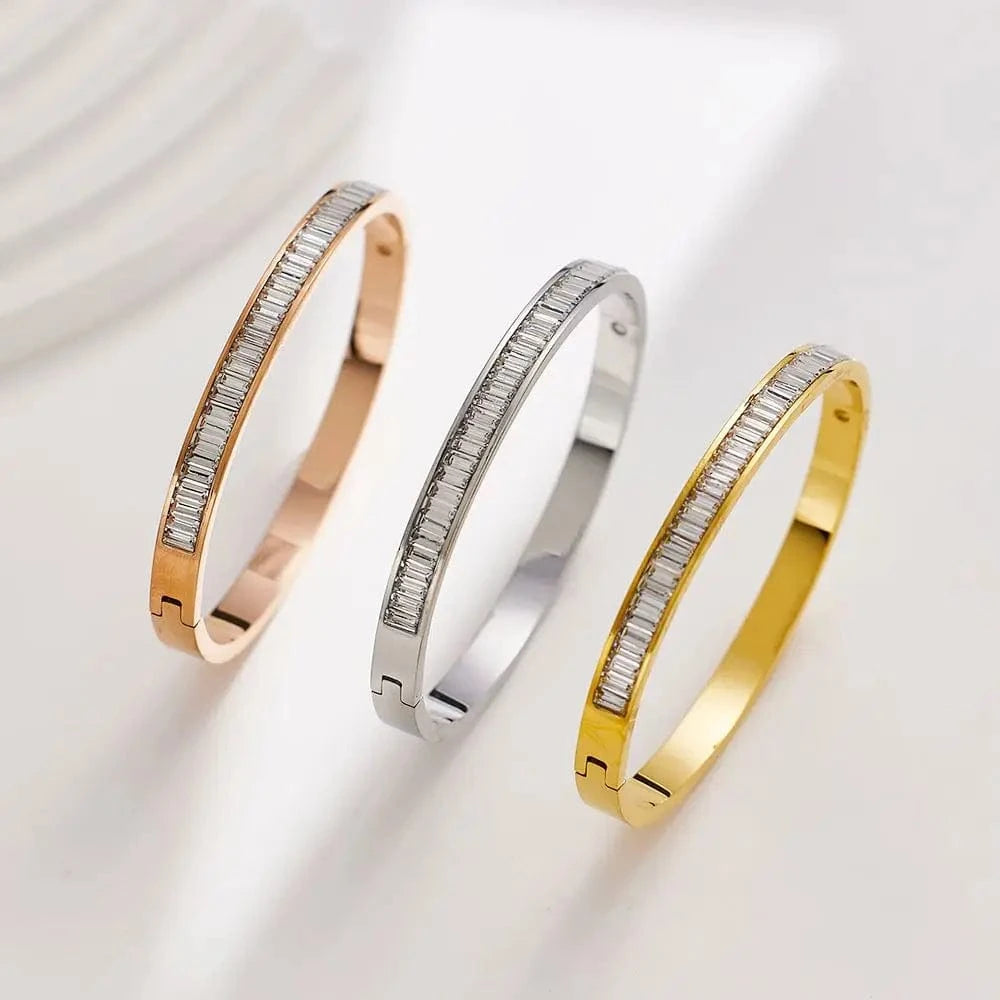 2024 luxury diamond custom 18K gold plated stainless steel  crystal diamond  fashion jewelry zircon bracelets  for women