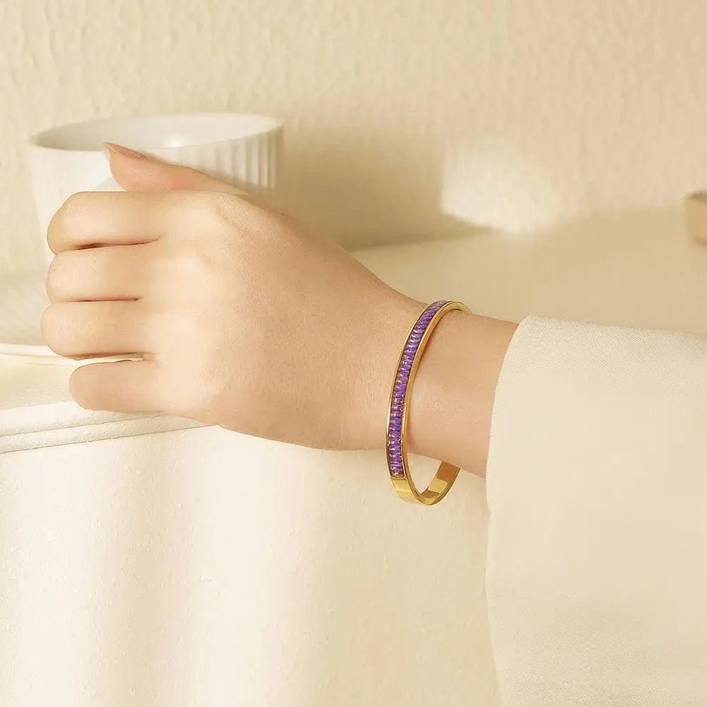 2024 luxury diamond custom 18K gold plated stainless steel  crystal diamond  fashion jewelry zircon bracelets  for women