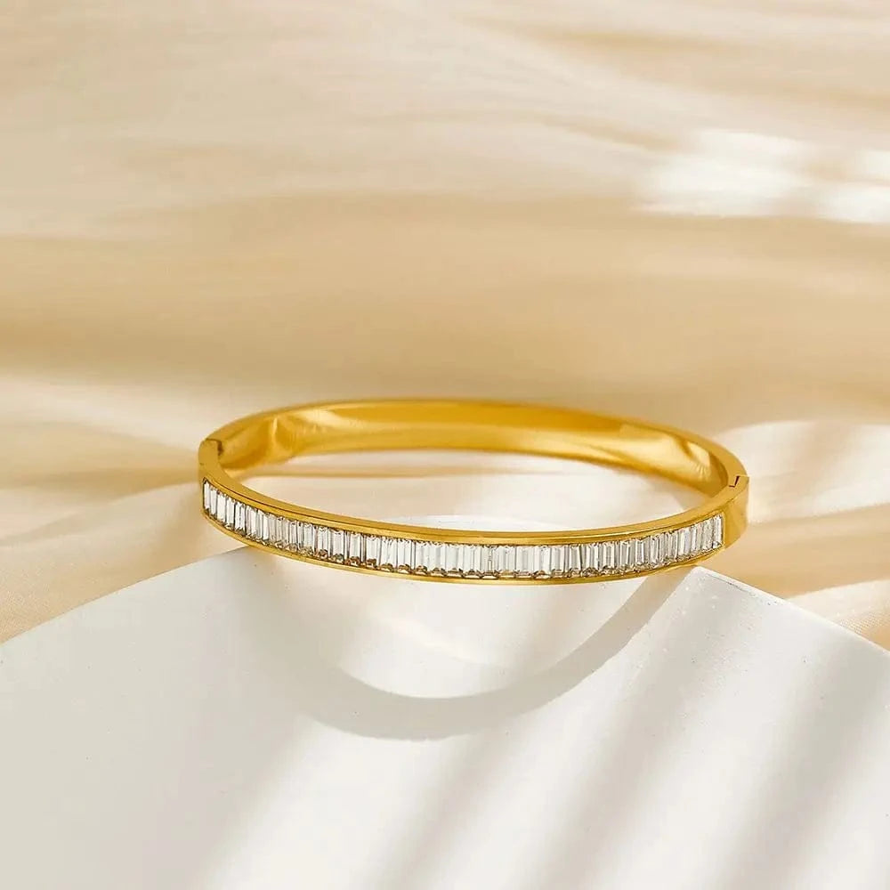 2024 luxury diamond custom 18K gold plated stainless steel  crystal diamond  fashion jewelry zircon bracelets  for women