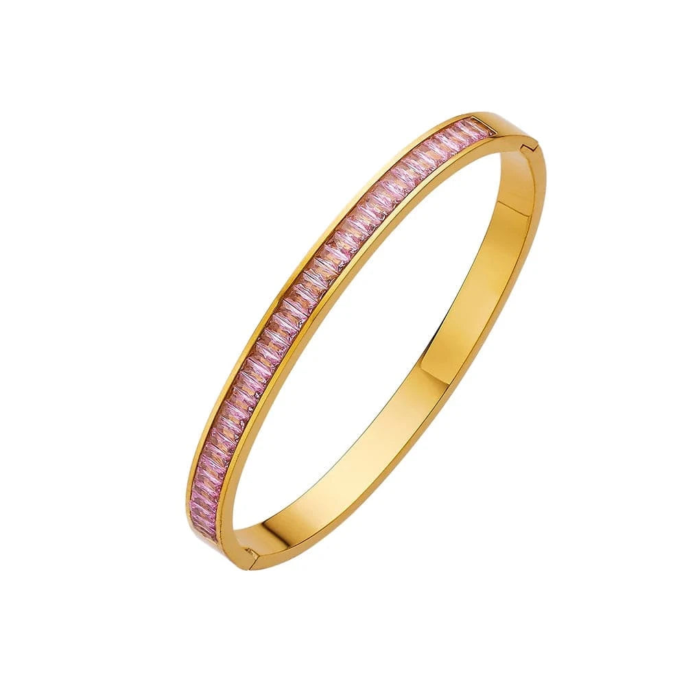 2024 luxury diamond custom 18K gold plated stainless steel  crystal diamond  fashion jewelry zircon bracelets  for women