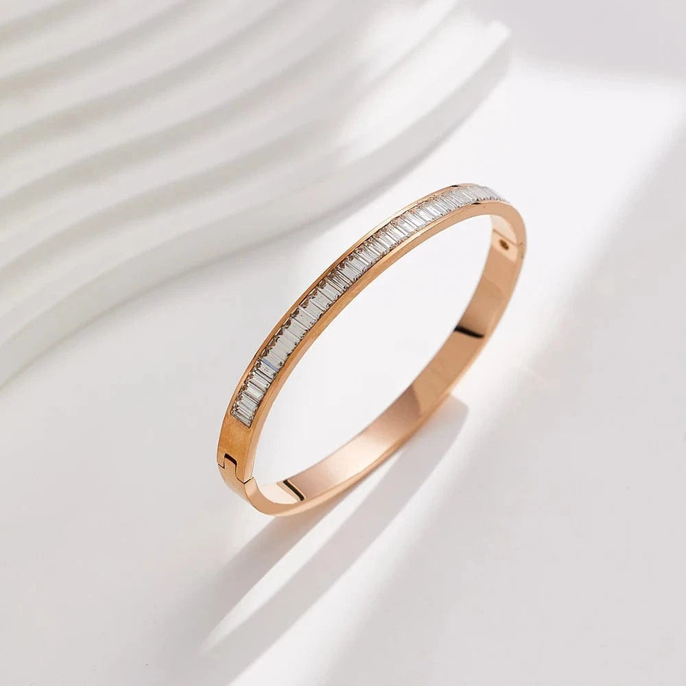 2024 luxury diamond custom 18K gold plated stainless steel  crystal diamond  fashion jewelry zircon bracelets  for women