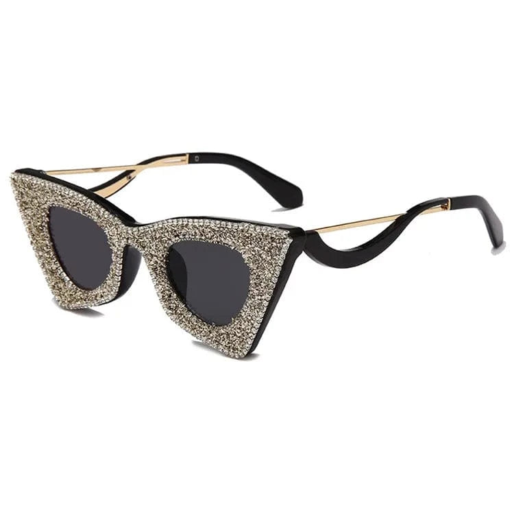 2024 Luxury Fashion Vintage Rhinestone Shades Brand luxury Big Cat Eye ladies diamond glasses rhinestone shades Eyewear