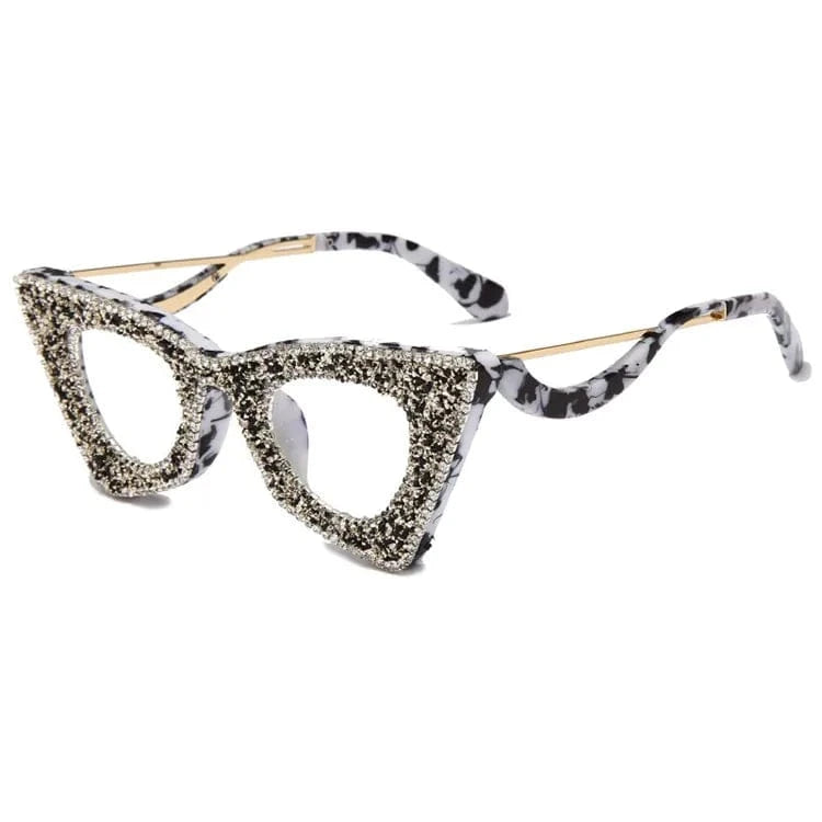 2024 Luxury Fashion Vintage Rhinestone Shades Brand luxury Big Cat Eye ladies diamond glasses rhinestone shades Eyewear