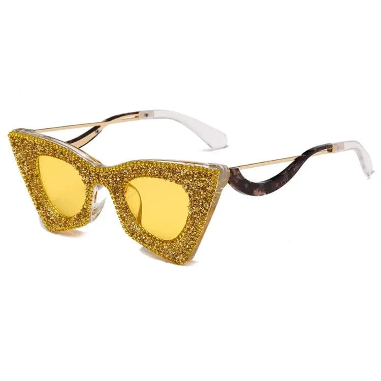 2024 Luxury Fashion Vintage Rhinestone Shades Brand luxury Big Cat Eye ladies diamond glasses rhinestone shades Eyewear