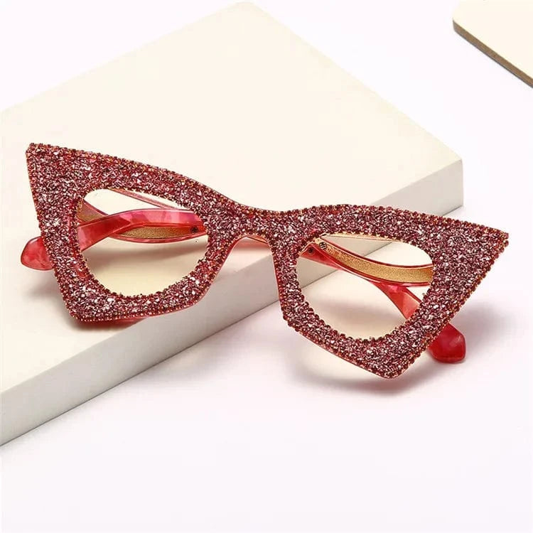2024 Luxury Fashion Vintage Rhinestone Shades Brand luxury Big Cat Eye ladies diamond glasses rhinestone shades Eyewear