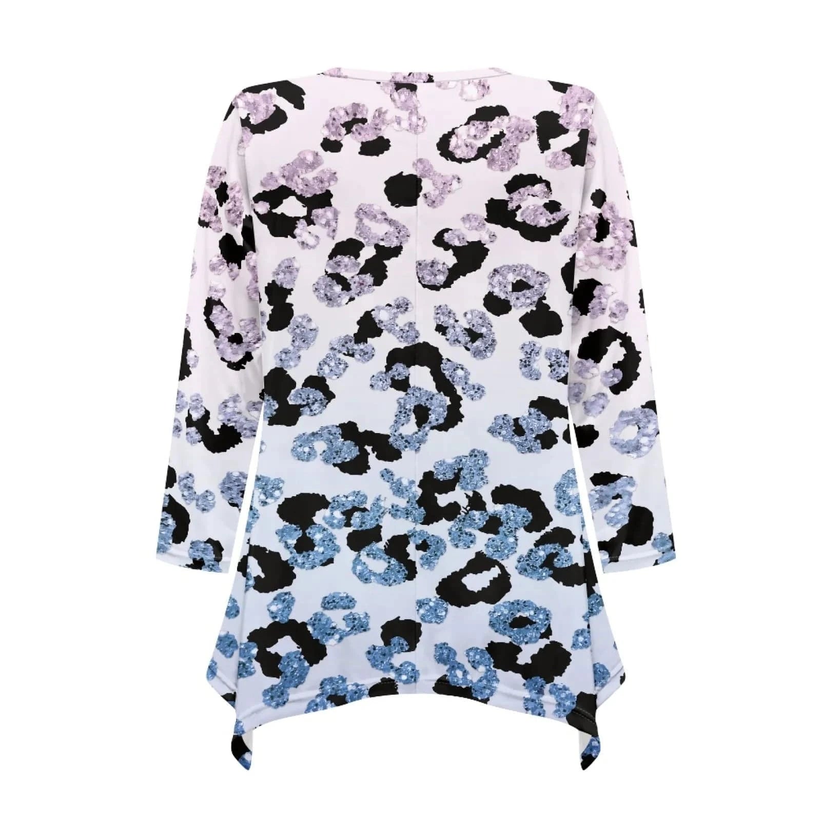 2024 Luxury Leopard Print Womens Long Sleeve Irregular Casual Tunic Tops Spring Autumn Shirt Dressy Blouses and Shirts for Women