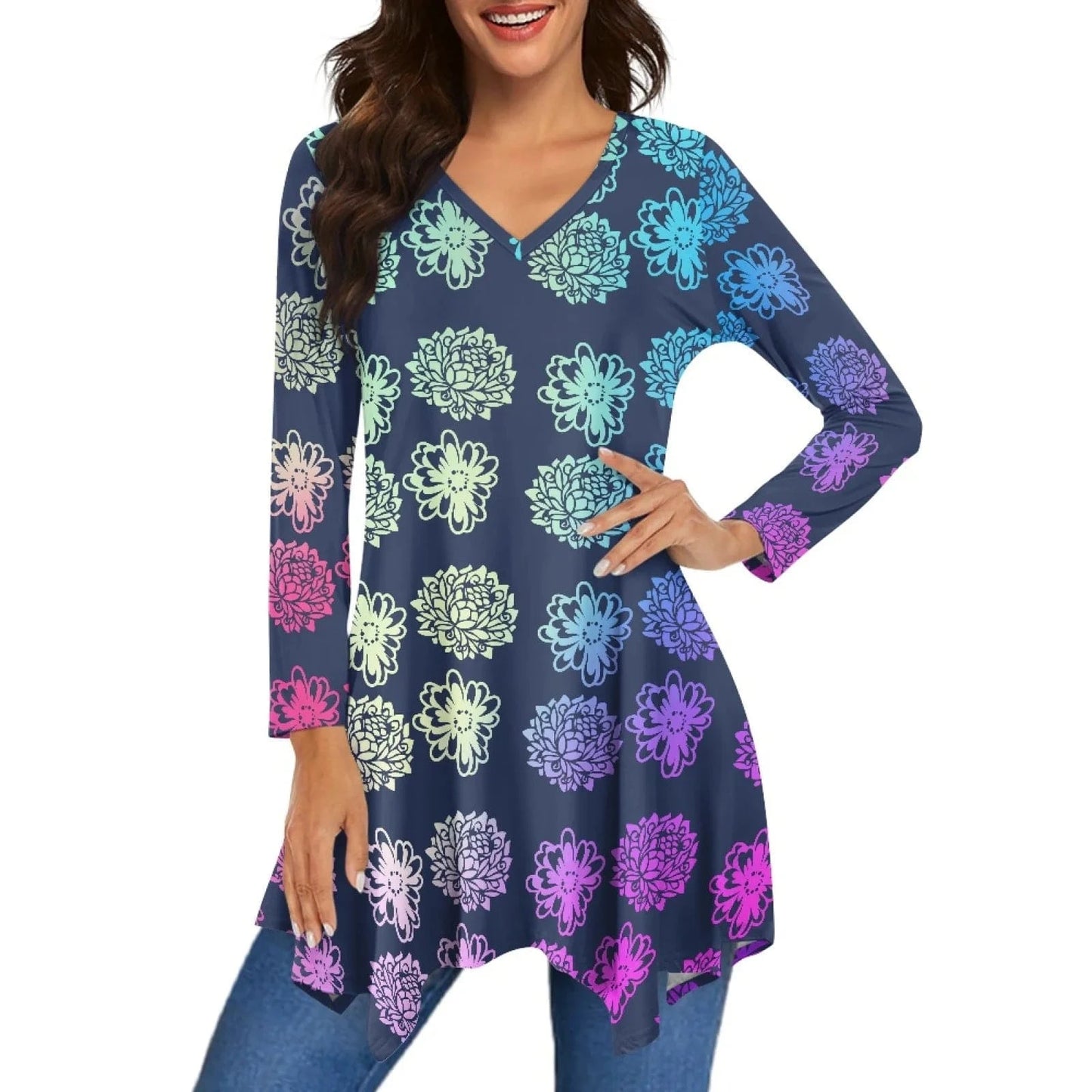 2024 Luxury Leopard Print Womens Long Sleeve Irregular Casual Tunic Tops Spring Autumn Shirt Dressy Blouses and Shirts for Women