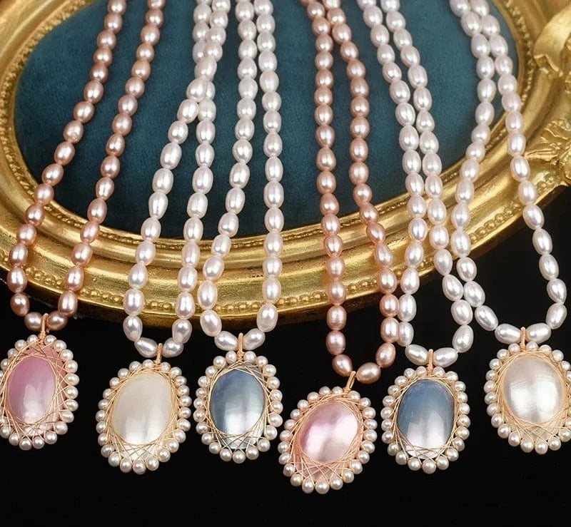2024 Mabe Pearl Pendant Freshwater Pearls Necklace Jewelry Luxury Real Natural Womens Nature Pink Decoration Beads Women's CLASSIC