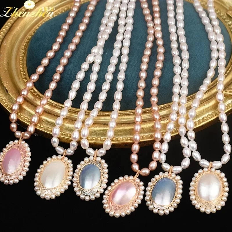 2024 Mabe Pearl Pendant Freshwater Pearls Necklace Jewelry Luxury Real Natural Womens Nature Pink Decoration Beads Women's CLASSIC