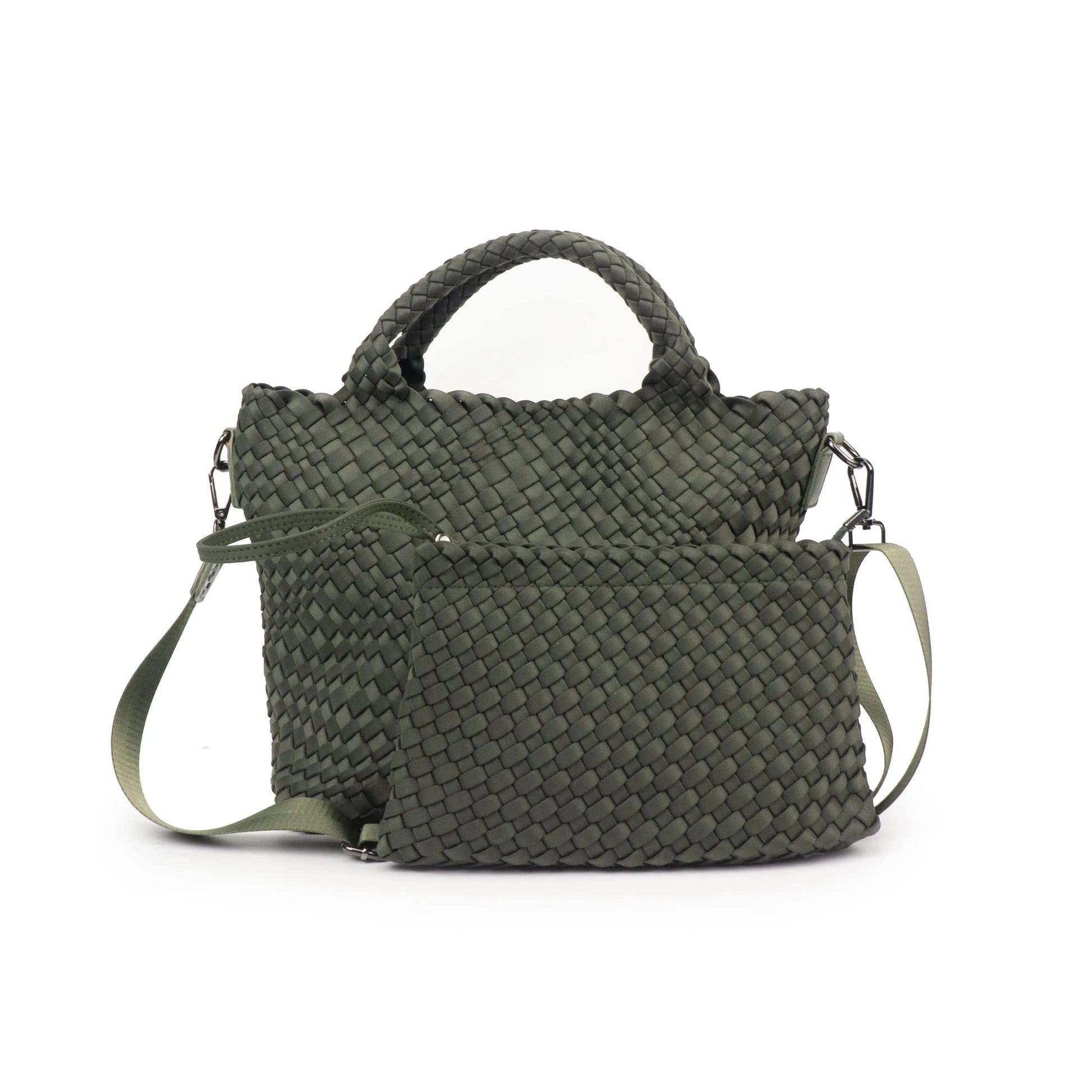 2024 neoprene woven tote bags weave neoprene crossbody purse beach bag with small pouch custom bag