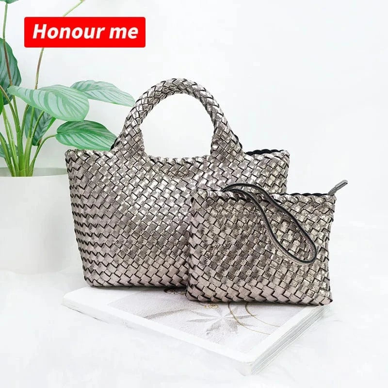 2024 neoprene woven tote bags weave neoprene crossbody purse beach bag with small pouch custom bag