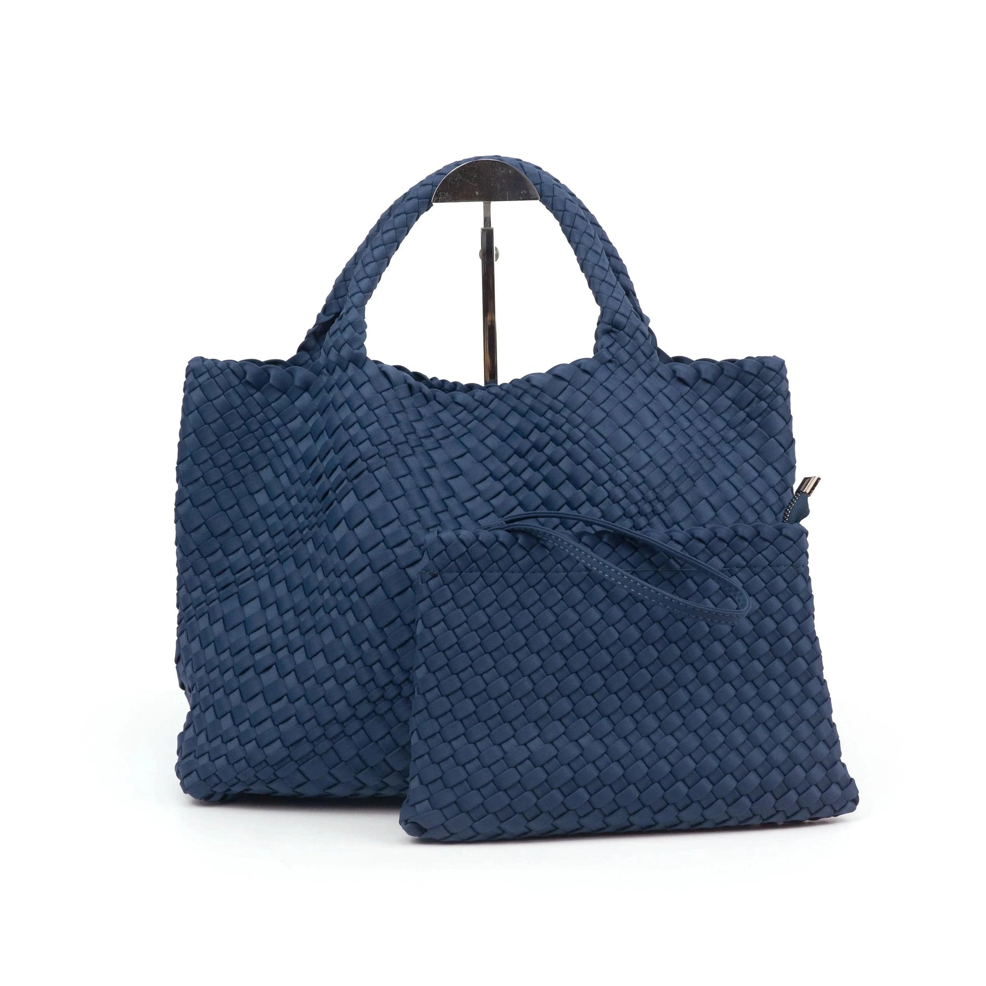 2024 neoprene woven tote bags weave neoprene crossbody purse beach bag with small pouch custom bag