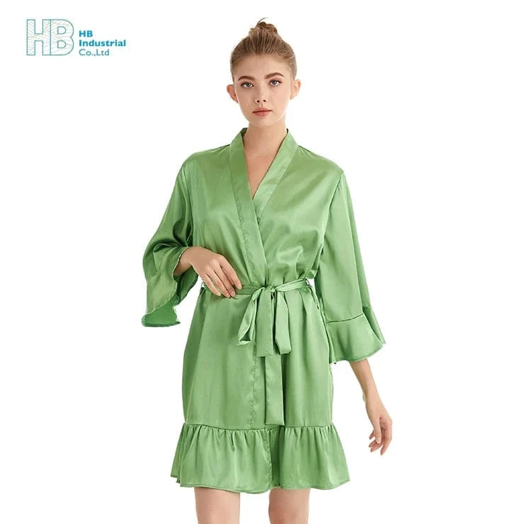 2024 New 8238 Ruffle Satin Wedding Robes for Bridal Robes for Bridesmaid and  Bride robes