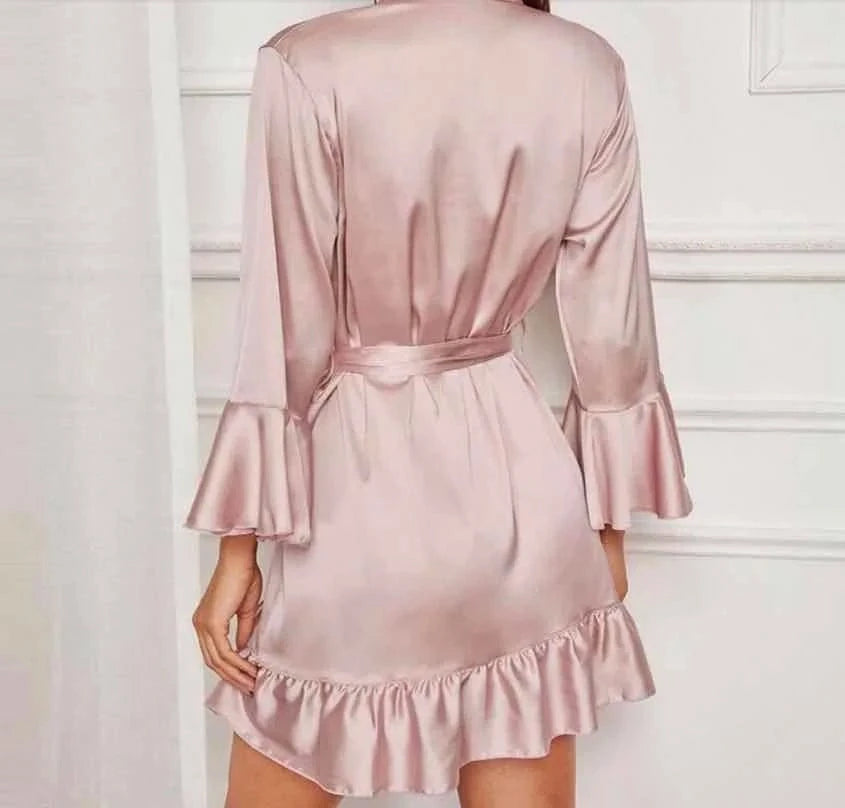 2024 New 8238 Ruffle Satin Wedding Robes for Bridal Robes for Bridesmaid and  Bride robes