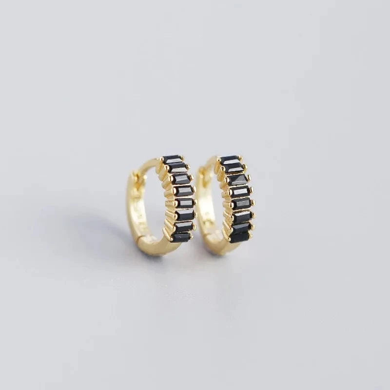 2024 NEW 925 Sterling Silver rainbow rectangular shape with cz diamond  hoop earrings for women jewelry