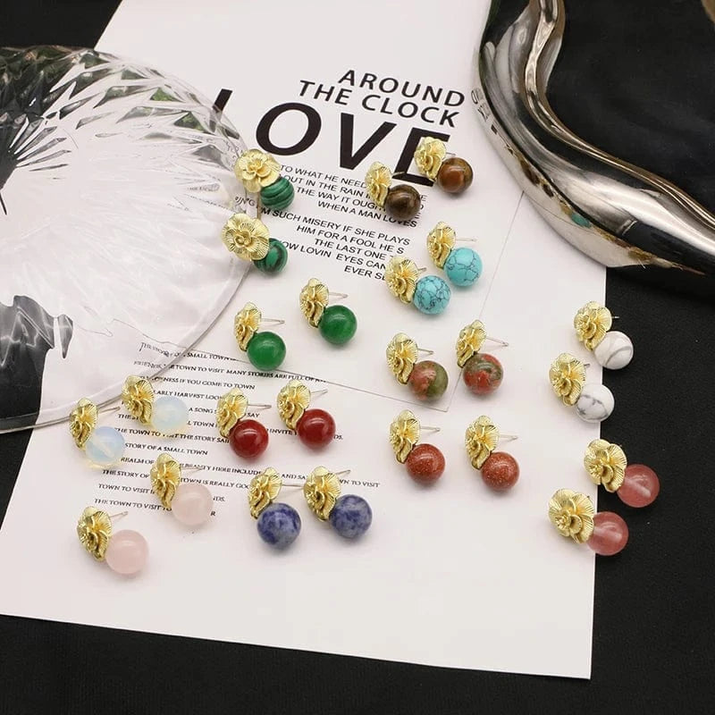 2024 New 925 Sterling Silver Stud Earrings Natural Pink Round Crystal Drop Earrings For Women