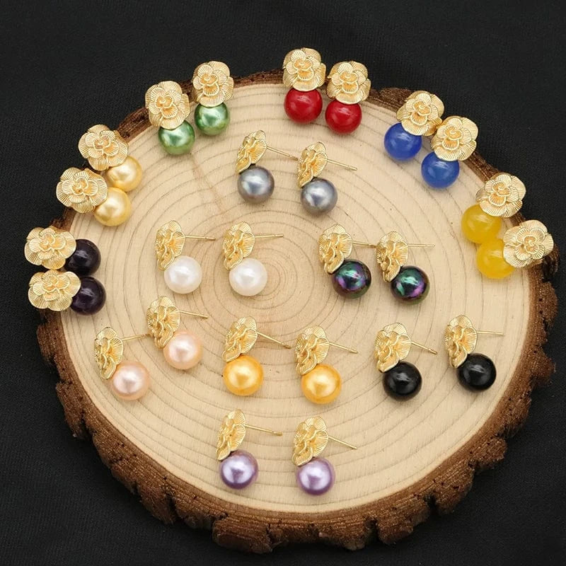 2024 New 925 Sterling Silver Stud Earrings Natural Pink Round Crystal Drop Earrings For Women