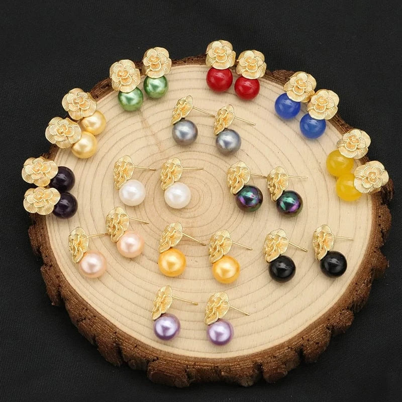 2024 New 925 Sterling Silver Stud Earrings Natural Pink Round Crystal Drop Earrings For Women