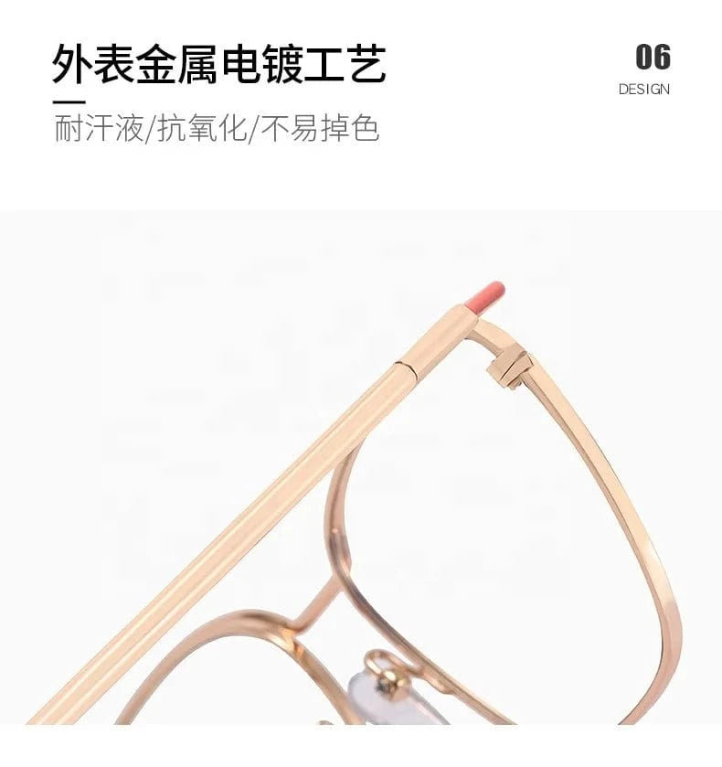 2024 New Arrival Best Quality Women glasses Metal Rectangle Glasses Square Anti Blue Light Eye glasses Frame For Myopia Lens