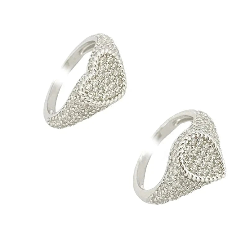 2024 New Arrival Bling Rhodium Plated Open Size Fashion Women Jewelry Paved 5A CZ Heart Water Drop Diamond Pinky Finger Ring