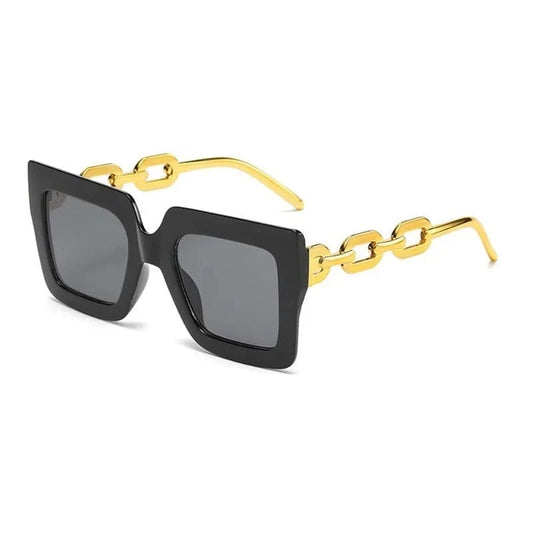 2024 New arrival fashion custom logo  classics leopard print high quality retro chain frame square sunglasses for women