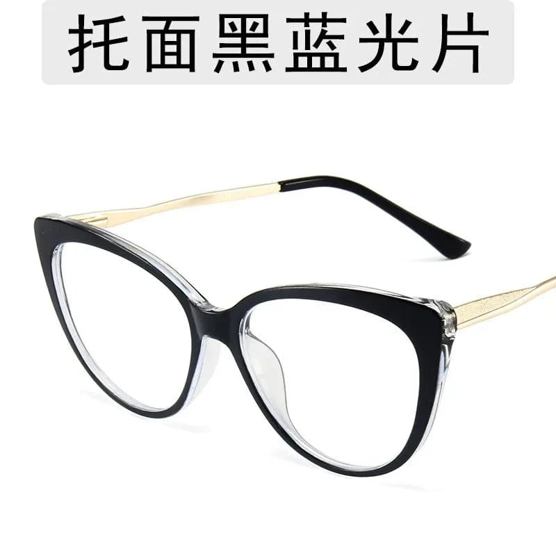 2024 new arrival fashion retro TR90 metal spring glasses arm Anti blue light prescription cat eye glasses for women men