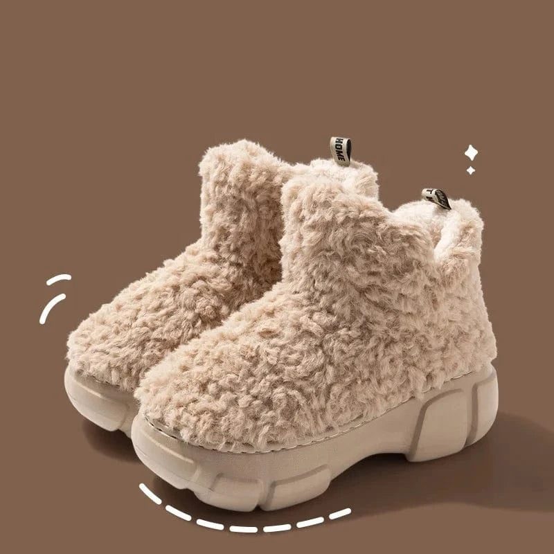 2024 New Arrival Fuzzy Waterproof  Winter Fur EVA Bottom Snow Boots Anti-slip Indooer And Outdoor Women Short Boots