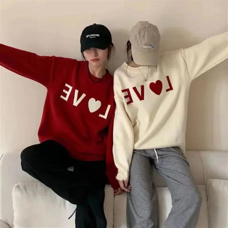 2024 New arrival high quality crewneck long sleeve loose cute girl letter print knit sweater