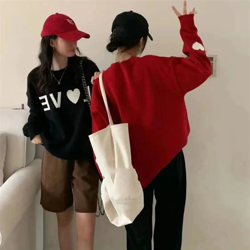 2024 New arrival high quality crewneck long sleeve loose cute girl letter print knit sweater
