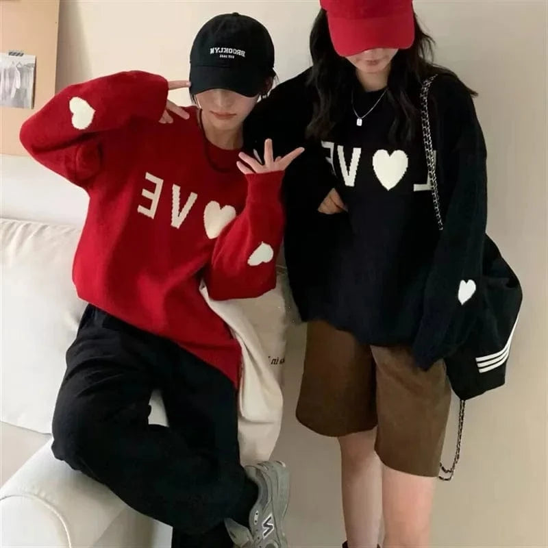 2024 New arrival high quality crewneck long sleeve loose cute girl letter print knit sweater