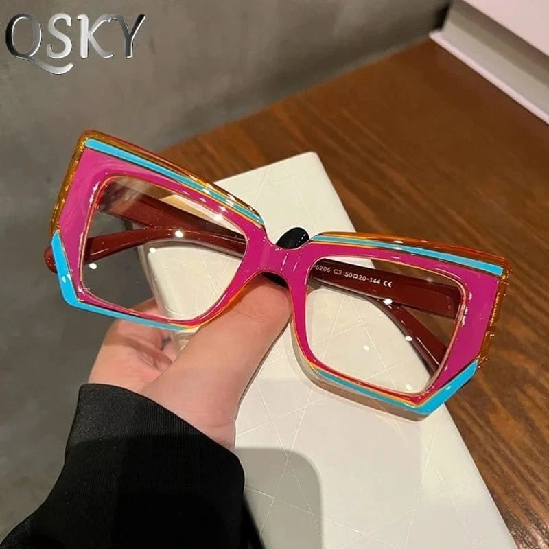 2024 New Arrival High Quality Woman Eyeglasses Frame Cat Eye Square Blue Light Blocking Eyewear Spectacle Frame Cat Eye Lens