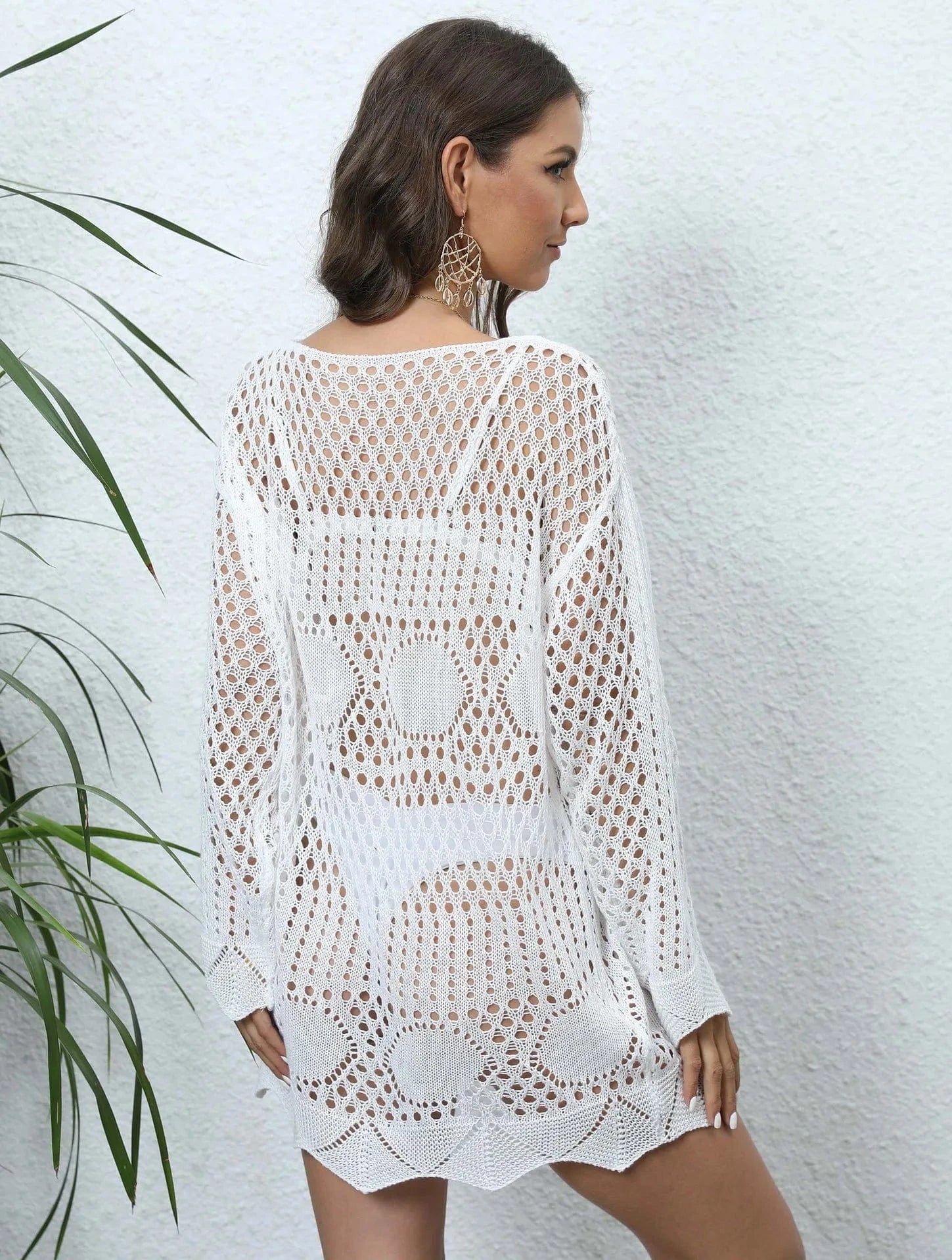 2024 New Arrival Large Size Beach Dress with Sleeve Whole Summer Swimsuit Cover Up Hole Plus Tunic Sundress Coverup Outfits Muje