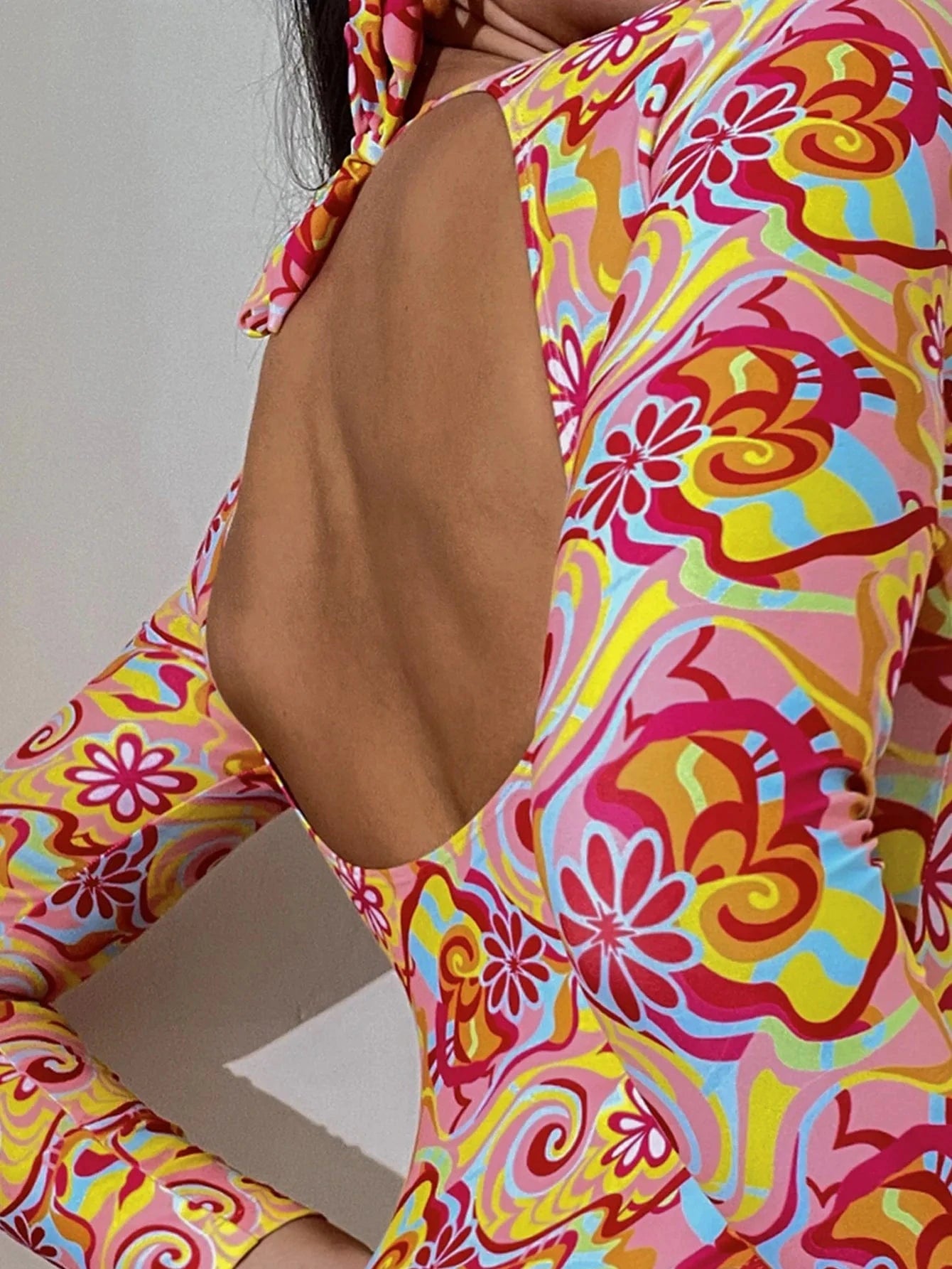 2024 New Arrival Maillot De Bain Long Sleeve Designer Print Flowers Surfsuit Tummy Control High Waist Beachwear Swimsuits Women